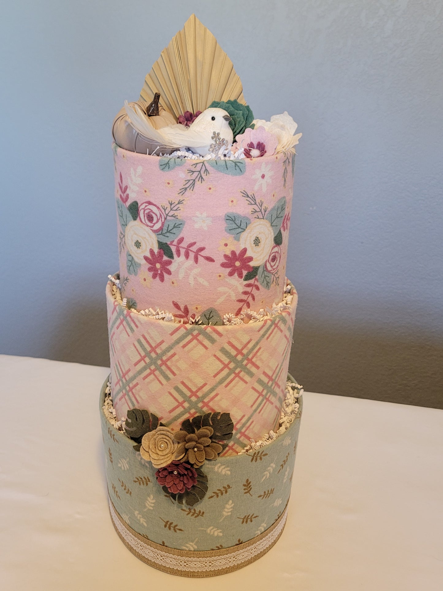 Pink Sage Diaper Cake