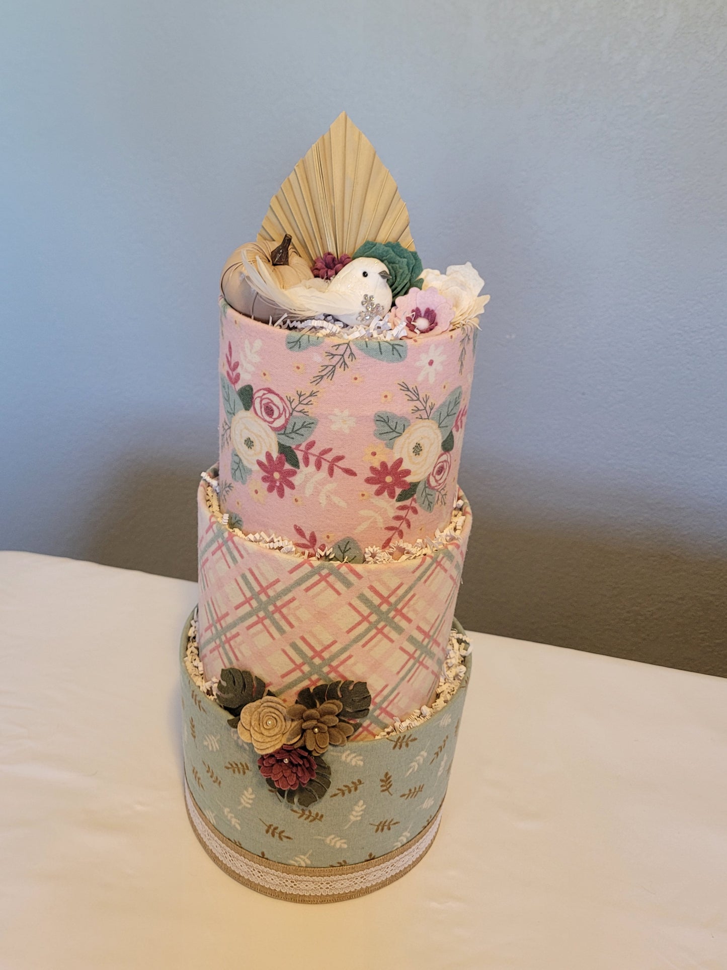 Pink Sage Diaper Cake