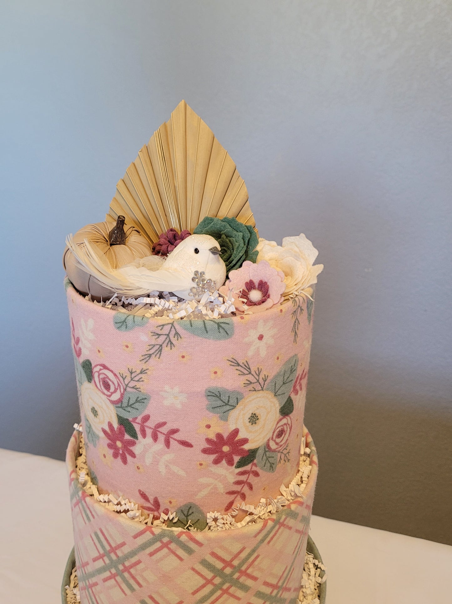 Pink Sage Diaper Cake